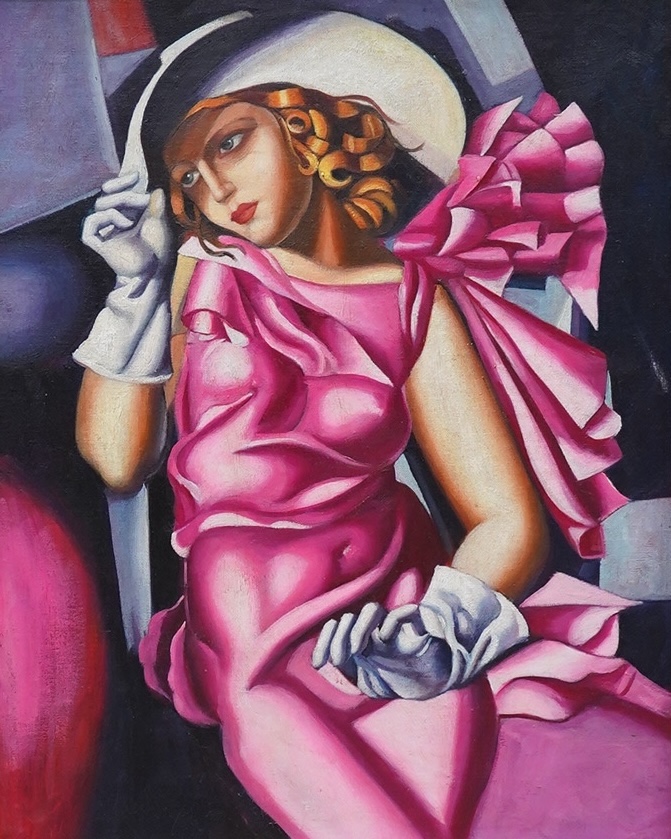 After Lempicka oil on board, Study of an Art Deco female, 50 x 40cm. Condition - good